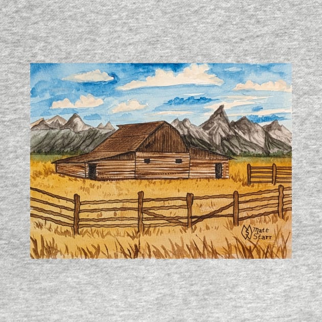 Historic barn at the Grand Teton Mountain Range by Matt Starr Fine Art